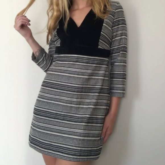 Zara Trafaluc Black Velvet trimmed dress  size S - Picture 1 of 3